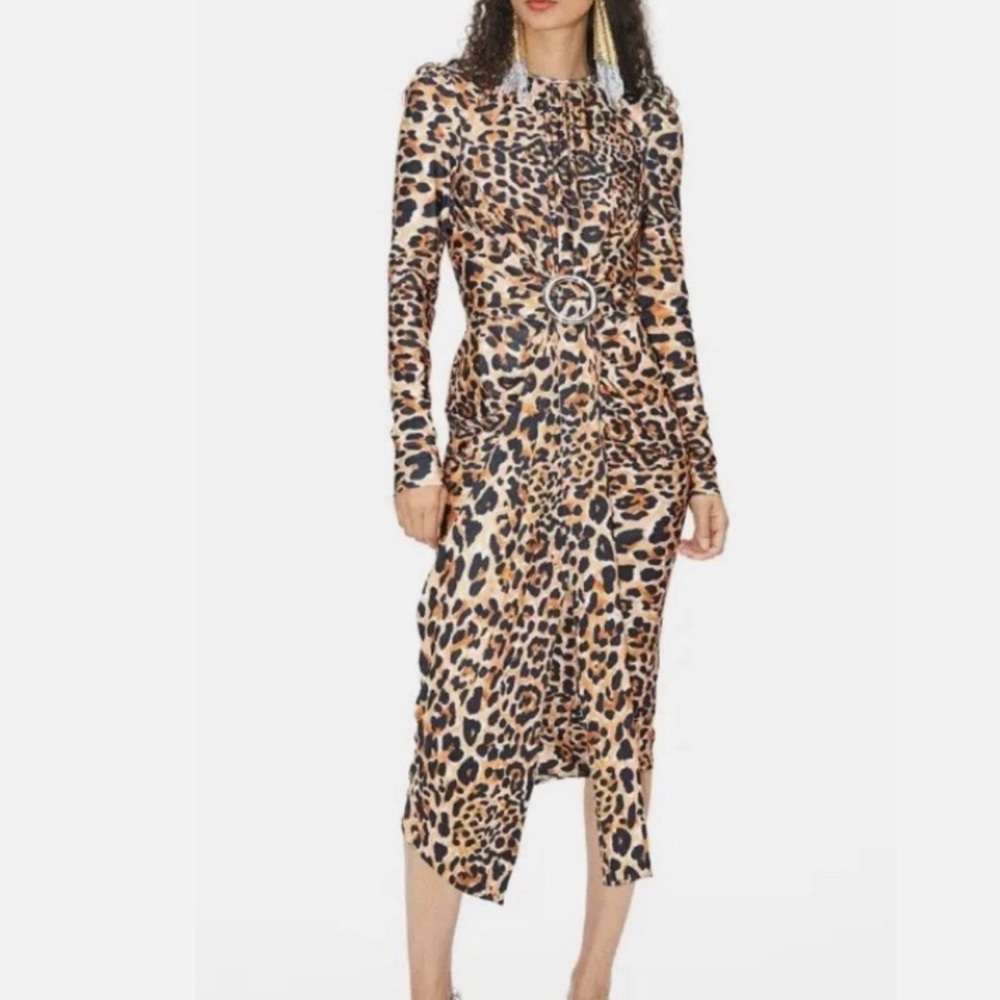Rabanne x H&M Leopard Print Buckle Detail Dress SIZE Medium. Worn once